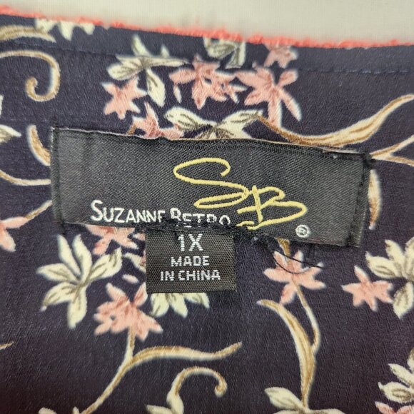 Suzanne Betro Women's Cable Knit Mixed Media Sweater Womens  1X Pink Blue - Picture 8 of 9